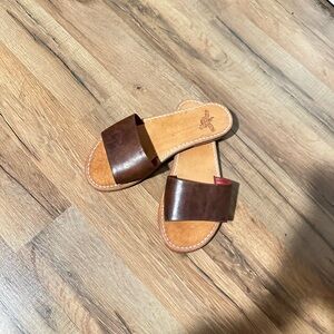 Freebird Golden brown Leather Slide Sandals - Size 8